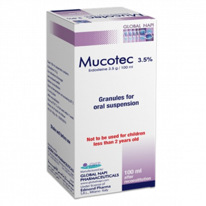 MUCOTEC 175 MG / 5 ML PEDIATRIC ( ERDOSTEINE ) GRANULES FOR ORAL SUSPENSION — 100 ML AFTER RECONISTITUTION